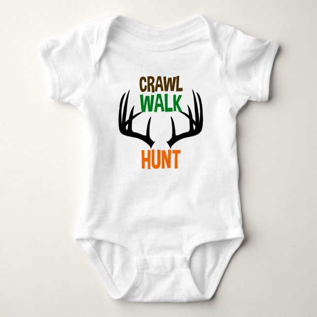 Crawl Walk Hunt Baby Bodysuit (Front)
