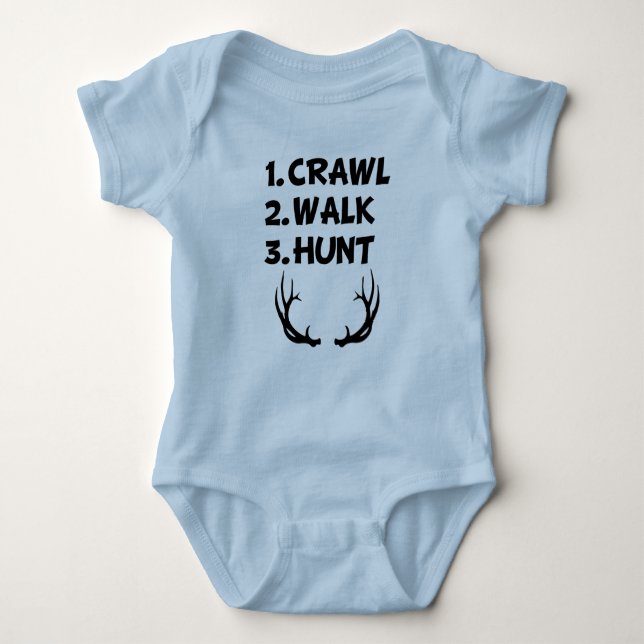 Crawl Walk Hunt baby boy shirt (Front)