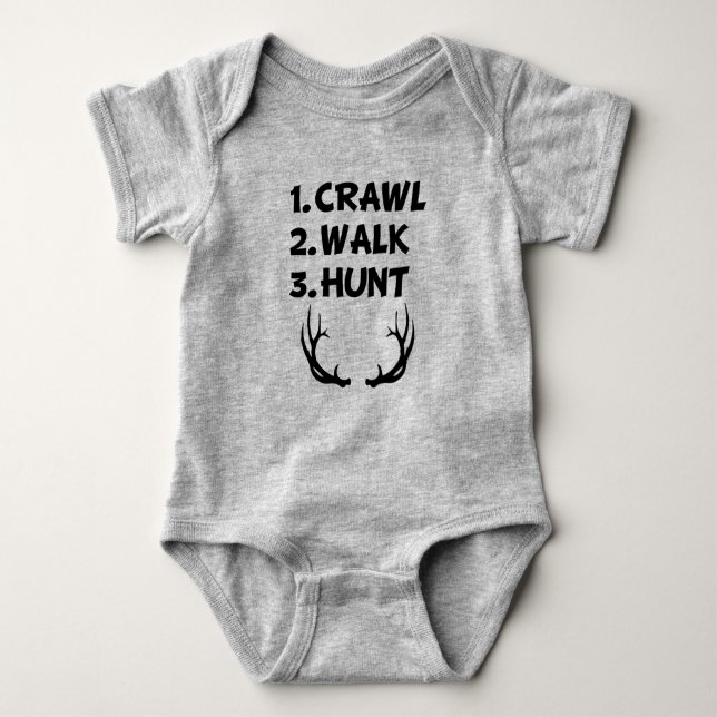 Crawl Walk Hunt baby boy shirt (Front)
