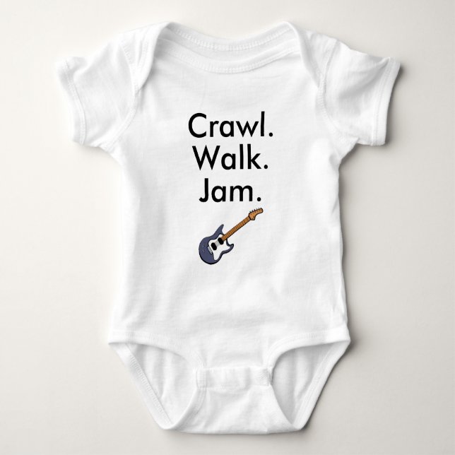 Crawl Walk Jam Guitar Baby Bodysuit (Front)