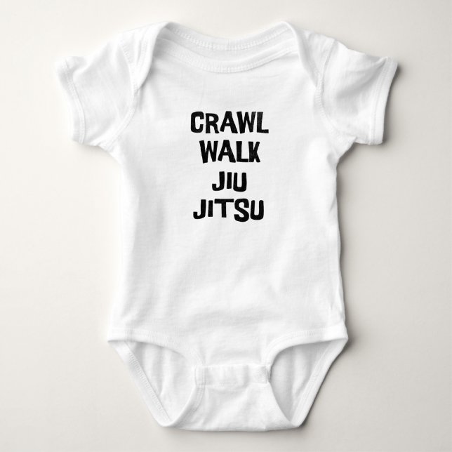 Crawl Walk Jiu-Jitsu Funny  Baby Bodysuit (Front)