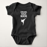 CRAWL WALK KICK funny martial arts baby bodysuit<br><div class="desc">CRAWL WALK KICK funny martial arts baby bodysuit . Custom baby outfits with funny quote for newborn boy or girl. Humourous kids clothing for him or her. Baby shower or 1st Birthday gift ideas for son, daughter, grandson, granddaughter, grandchild, new parents, karate coach etc. Great for other fight sports like...</div>
