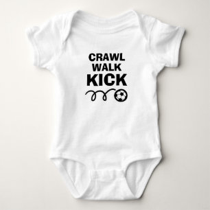 CRAWL WALK KICK funny soccer ball baby bodysuit