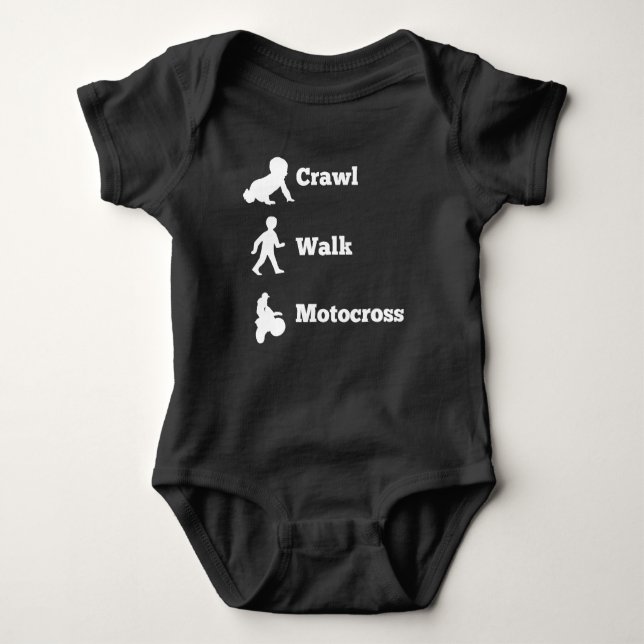 Crawl Walk Motocross Baby Bodysuit (Front)