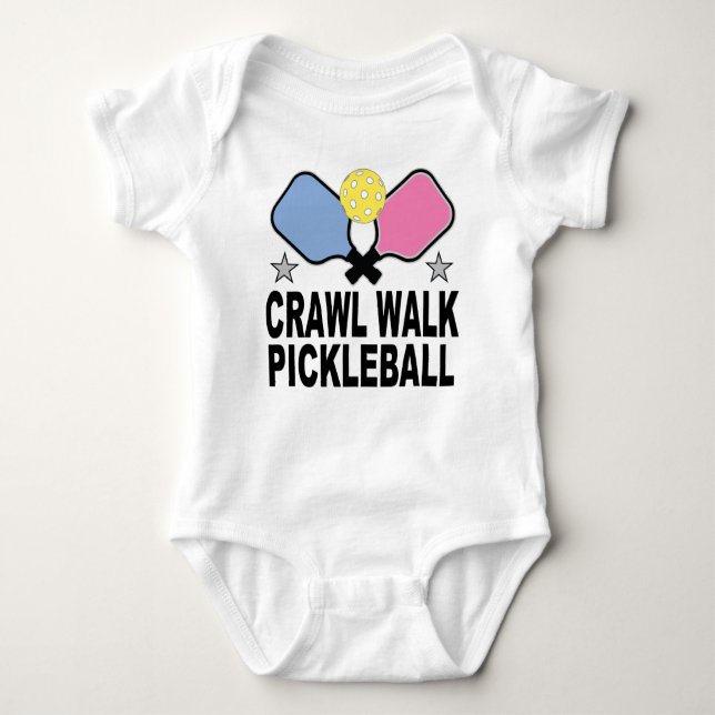 Crawl Walk Pickleball Baby Bodysuit (Front)