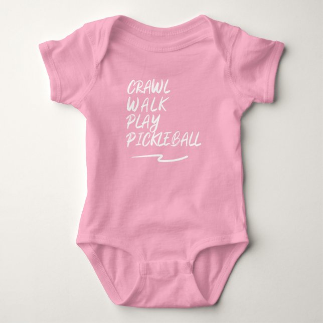 Crawl, walk, play pickleball baby bodysuit (Front)