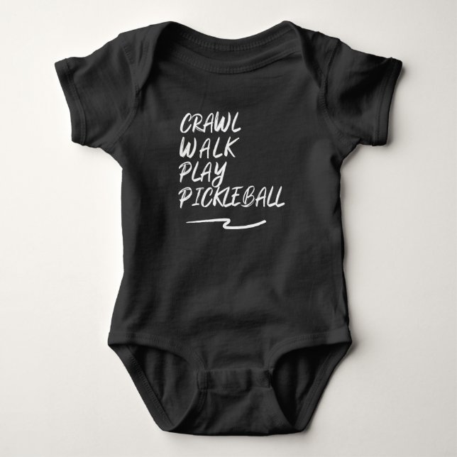 Crawl, walk, play pickleball baby bodysuit (Front)