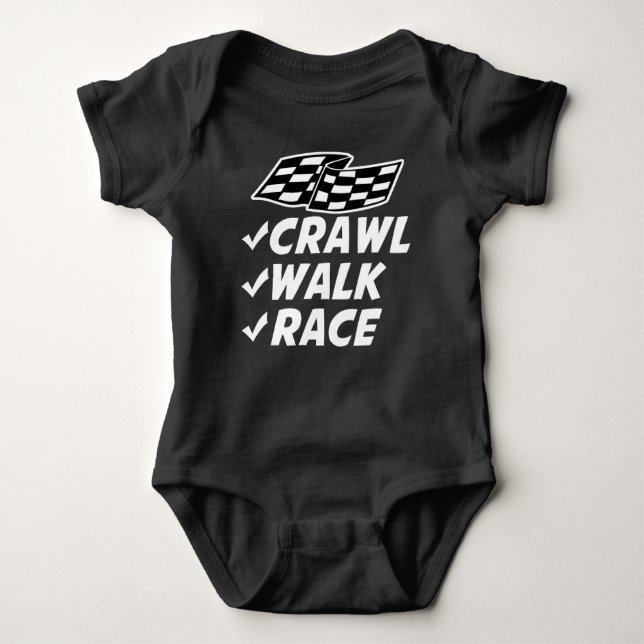 crawl walk race baby bodysuit (Front)