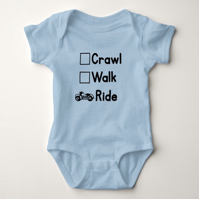 Crawl, Walk, Ride (Motorcyles) Baby Bodysuit (Front)