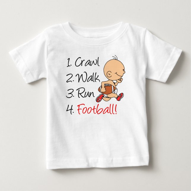Crawl Walk Run Football Baby T-Shirt (Front)