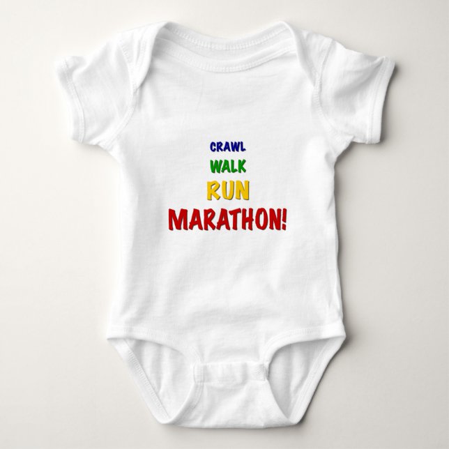 Crawl Walk Run Marathon Baby Bodysuit (Front)