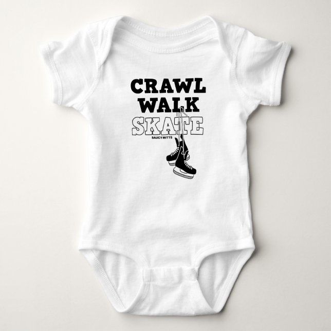 Crawl Walk Skate Hockey Skates Infant Baby Bodysuit (Front)