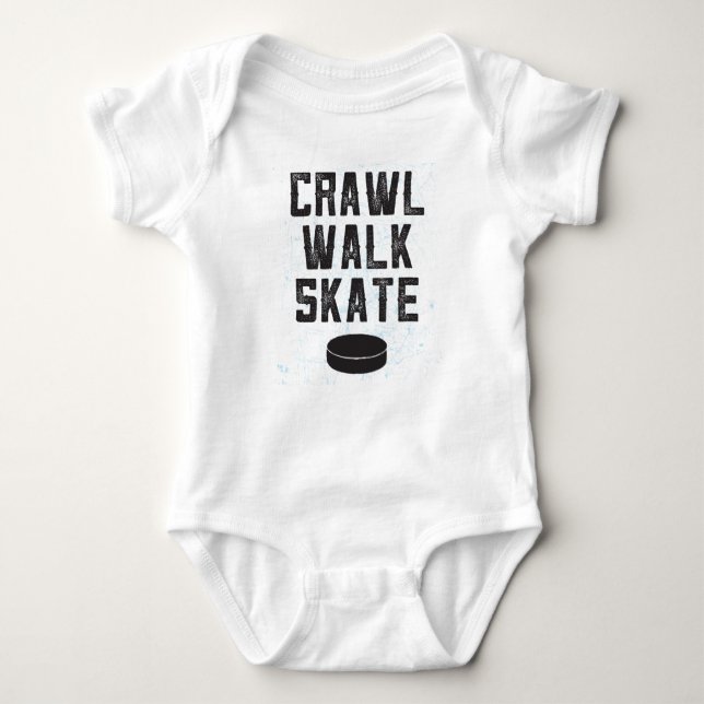 CRAWL WALK SKATE ice hockey baby bodysuit gift (Front)
