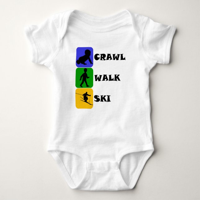 Crawl Walk Ski Baby Bodysuit (Front)