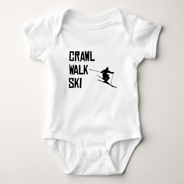 Crawl Walk Ski Baby Bodysuit (Front)