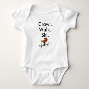 Crawl Walk Ski Skiier Skiing Baby Bodysuit