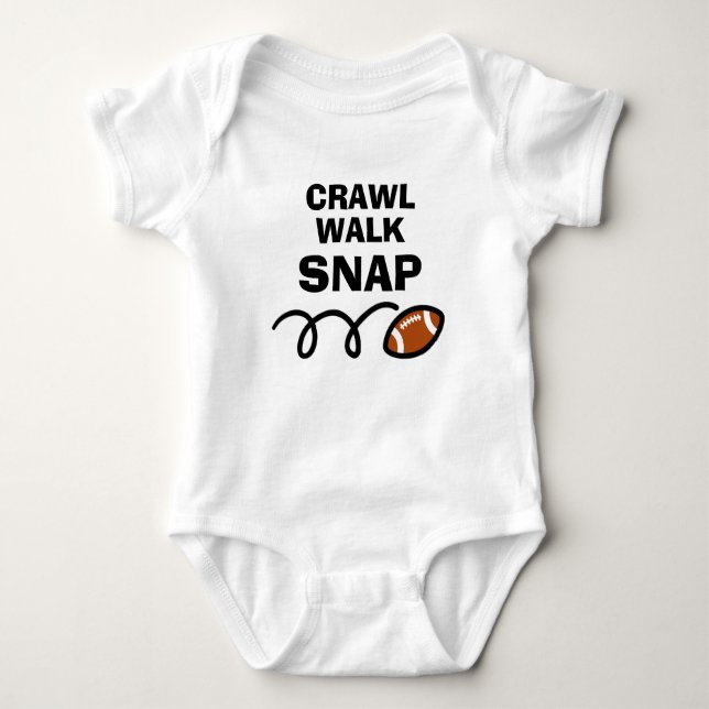 CRAWL WALK SNAP Cute american football sports Baby Bodysuit (Front)