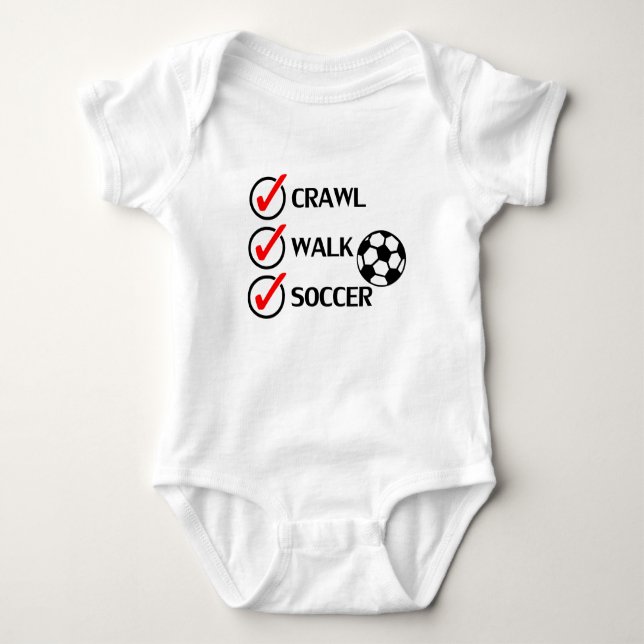 Crawl Walk Soccer Baby Bodysuit (Front)