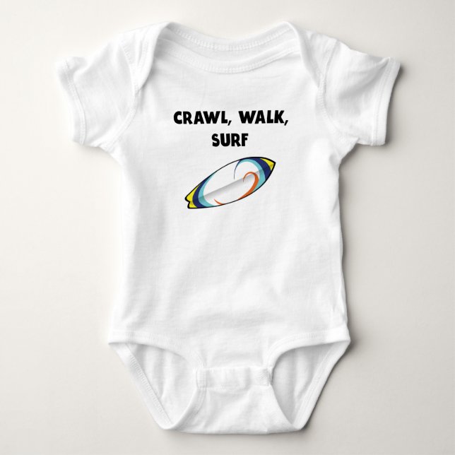 Crawl Walk Surf Baby Bodysuit (Front)