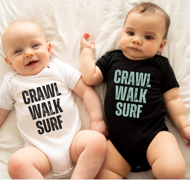 Crawl Walk Surf Summer Little surfer Baby Bodysuit (Creator Uploaded)