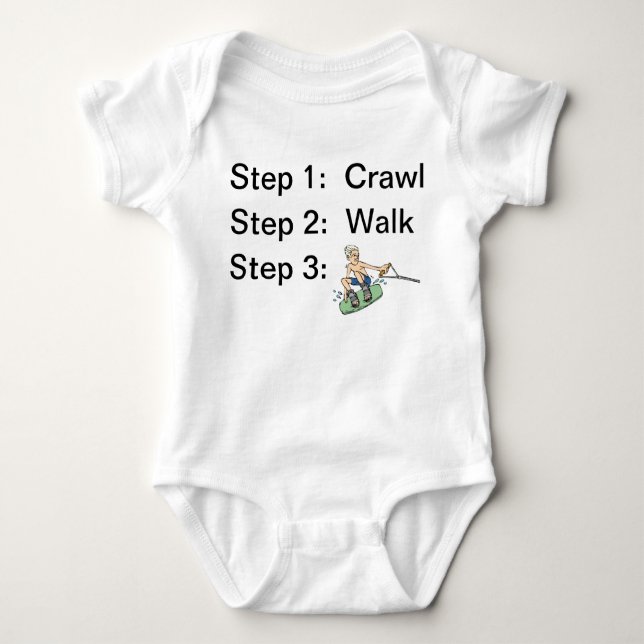 Crawl Walk Wakeboard Baby Bodysuit (Front)