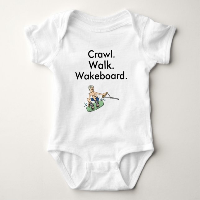 Crawl Walk Wakeboard Wakeboarding Baby Bodysuit (Front)