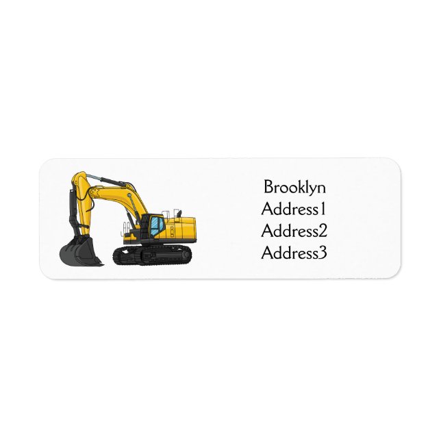 Crawler excavator cartoon illustration (Front)