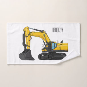 Crawler excavator cartoon illustration bath towel set