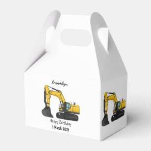 Crawler excavator cartoon illustration favour box