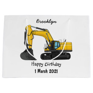Crawler excavator cartoon illustration large gift bag
