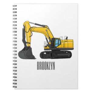 Crawler excavator cartoon illustration notebook