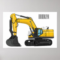 Crawler excavator cartoon illustration