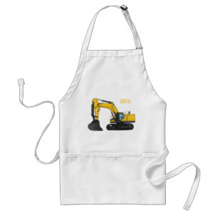 Crawler excavator cartoon illustration standard apron