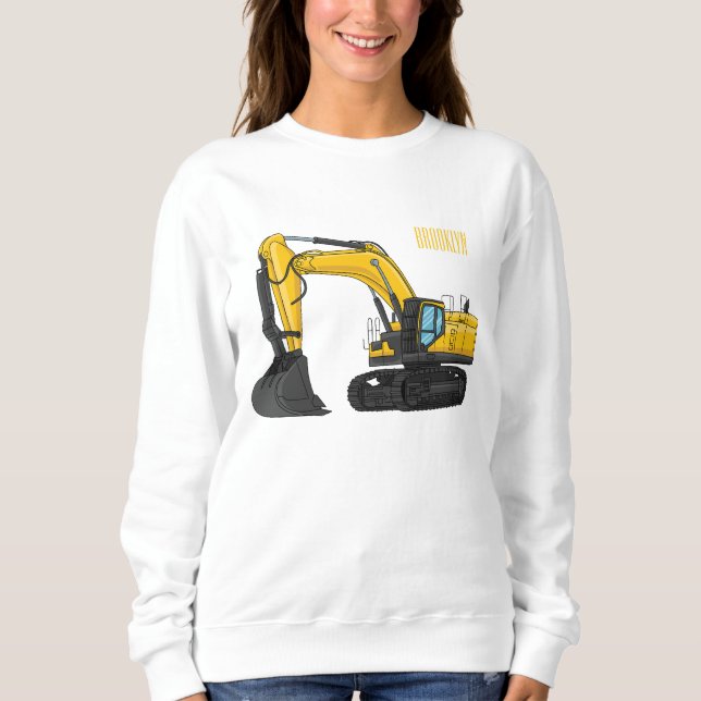 Crawler excavator cartoon illustration sweatshirt (Front)