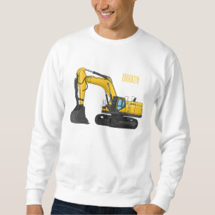Crawler excavator cartoon illustration sweatshirt