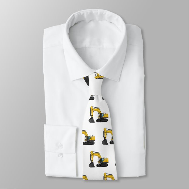 Crawler excavator cartoon illustration  tie (Tied)