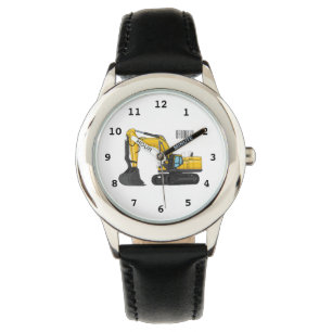 Crawler excavator cartoon illustration watch