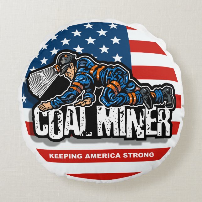 CRAWLING COAL MINER ROUND CUSHION (Front)