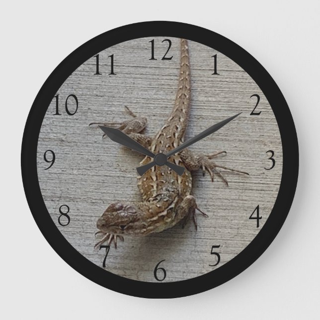Crawling Lizard  Black Edge Large Clock (Front)