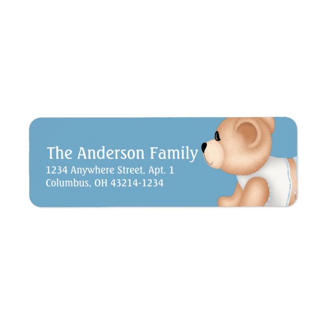 Crawling Teddy Bear Baby Blue 1 Address Labels (Front)