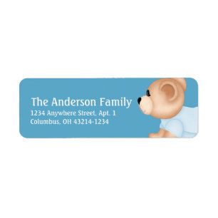 Crawling Teddy Bear Baby Blue 2 Address Labels