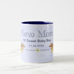 Crawling Teddy - New Mum of Boy - Customise Two-Tone Coffee Mug