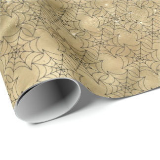 Crawly Spider Web Halloween Pattern Wrapping Paper