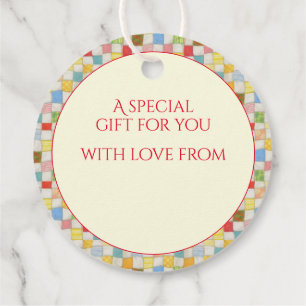 CRAY QUILT Round Gift Tags / Cream
