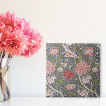 Cray Textile Floral William Morris Tile<br><div class="desc">A decorative ceramic tile with the floral textile pattern by William Morris (1834-1896),  Cray (c. 1883). Red and pink flowers on a dark grey background. Morris was a British artist from the Arts and Crafts movement.</div>