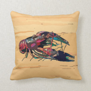 Crayfish Crawfish Wood Look Sign Cushion
