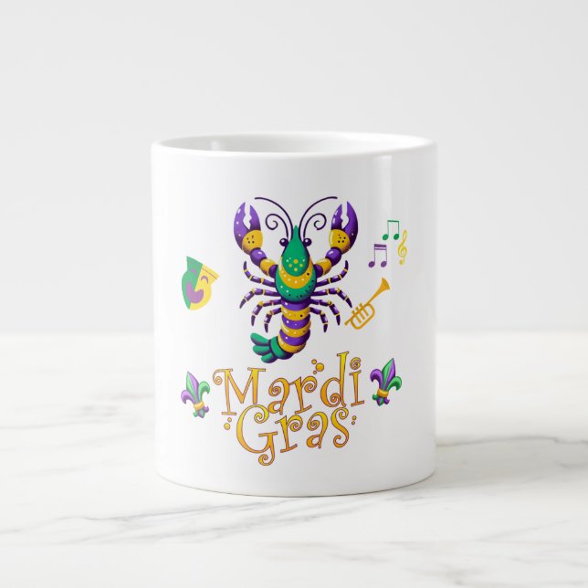 Crayfish Fleur de lis Mardi Gras  Large Coffee Mug (Front)