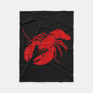 Crayfish Lobster Red Silhouette Crawfish Men Women Fleece Blanket