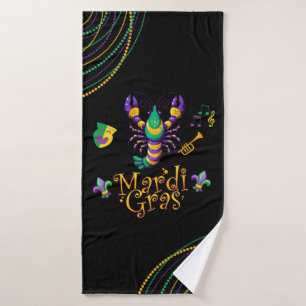Crayfish/trumpet/mask/fleur de lis Mardi Gras  Bath Towel