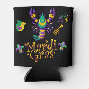 Crayfish/trumpet/mask/fleur de lis Mardi Gras  Can Cooler